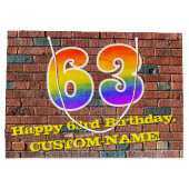 Grand Sac Cadeau 63e anniversaire : Amusant, arc-en-ciel inspiré pa (Dos)