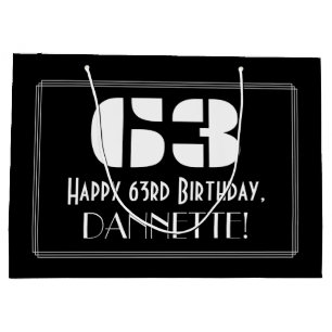 Grand Sac Cadeau 63e anniversaire ~ Art Déco Inspiré Look "63" + No