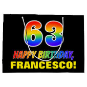 Grand Sac Cadeau 63e anniversaire : Bold, amusant, simple, arc-en-c (Dos)