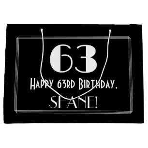Grand Sac Cadeau 63e Anniversaire : Style Inspiré de l'Art Déco "63