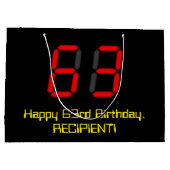 Grand Sac Cadeau 63ème anniversaire : Rouge Digital Clock Style "63 (Dos)