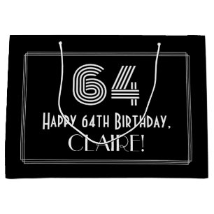 Grand Sac Cadeau 64e anniversaire — Art Déco Inspiré Look "64" & No
