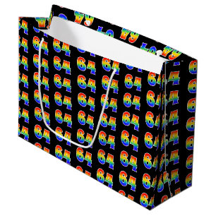 Grand Sac Cadeau 64th Birthday : Fun Rainbow Event Numéro 64 Motif