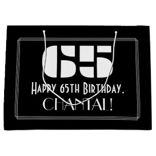 Grand Sac Cadeau 65e anniversaire ~ Art Déco Inspiré Look "65" + No