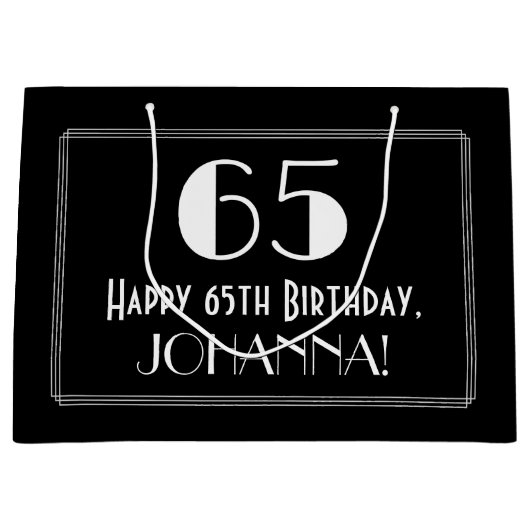 Grand Sac Cadeau 65e anniversaire : Art Déco Style inspiré "65", No