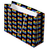 Grand Sac Cadeau 65e anniversaire : Fun Rainbow Event Numéro 65 Mot (Devant Angle)