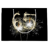 Grand Sac Cadeau 65e anniversaire Sparklers en noir (Devant)