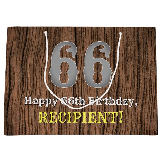 Grand Sac Cadeau 66e anniversaire : Pays inspiré par l'Ouest Look,  (Devant)