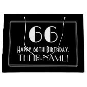 Grand Sac Cadeau 66e anniversaire : Style Art Déco inspiré "66", No (Devant)