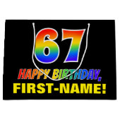 Grand Sac Cadeau 67e anniversaire : Bold, amusant, simple, arc-en-c (Devant)