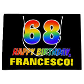 Grand Sac Cadeau 68e anniversaire : Bold, amusant, simple, arc-en-c (Devant)