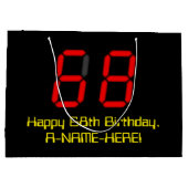 Grand Sac Cadeau 68e anniversaire : Rouge Digital Clock Style "68" (Dos)