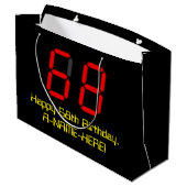 Grand Sac Cadeau 68e anniversaire : Rouge Digital Clock Style "68" (Dos Angle)