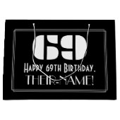 Grand Sac Cadeau 69e anniversaire ~ Art Déco Inspiré Look "69" + No (Devant)