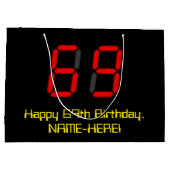 Grand Sac Cadeau 69e anniversaire : Rouge Digital Clock Style "69" (Dos)