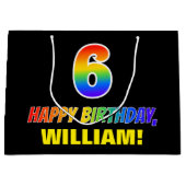 Grand Sac Cadeau 6e anniversaire : Bold, amusant, simple, arc-en-ci (Devant)