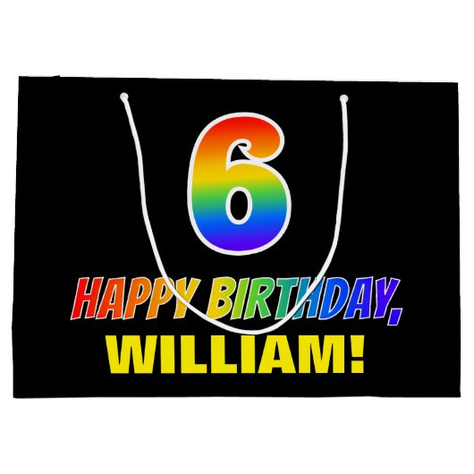 Grand Sac Cadeau 6e anniversaire : Bold, amusant, simple, arc-en-ci (Dos)