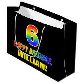 Grand Sac Cadeau 6e anniversaire : Bold, amusant, simple, arc-en-ci (Devant Angle)