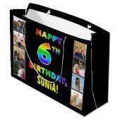 Grand Sac Cadeau 6e anniversaire : Rainbow Text, Custom Photos & Na (Dos Angle)