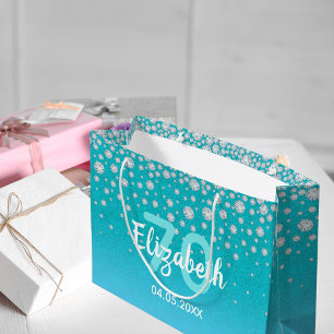 Grand Sac Cadeau 70e anniversaire diamants parties scintillant sur