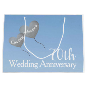 Grand Sac Cadeau 70e anniversaire mariage de platine ballons