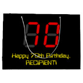 Grand Sac Cadeau 70e anniversaire : Rouge Digital Clock Style "70"  (Dos)