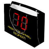 Grand Sac Cadeau 70e anniversaire : Rouge Digital Clock Style "70"  (Dos Angle)