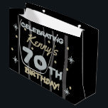 Grand Sac Cadeau 70th Birthday Party Ajouter votre nom<br><div class="desc">Fêtez un anniversaire important avec ces fournitures personnalisables de fête d'anniversaire!</div>