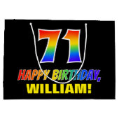 Grand Sac Cadeau 71e anniversaire : Bold, amusant, simple, arc-en-c (Dos)