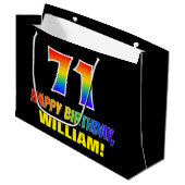 Grand Sac Cadeau 71e anniversaire : Bold, amusant, simple, arc-en-c (Devant Angle)