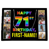 Grand Sac Cadeau 71e anniversaire : Rainbow Text, Custom Photos & N (Devant)