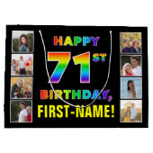 Grand Sac Cadeau 71e anniversaire : Rainbow Text, Custom Photos & N (Dos)