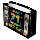 Grand Sac Cadeau 71e anniversaire : Rainbow Text, Custom Photos & N (Dos Angle)