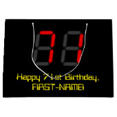 Grand Sac Cadeau 71e anniversaire : Rouge Digital Clock Style "71"  (Devant)