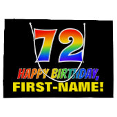 Grand Sac Cadeau 72e anniversaire : audacieux, amusant, simple, arc (Dos)