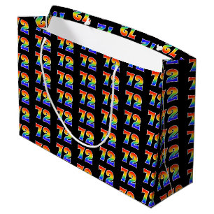 Grand Sac Cadeau 72e anniversaire : Fun Rainbow Event Numéro 72 Mot