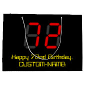 Grand Sac Cadeau 72e anniversaire : Rouge Digital Clock Style "72"  (Dos)