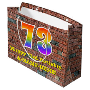 Grand Sac Cadeau 73e anniversaire : Amusant, arc-en-ciel inspiré pa