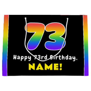 Grand Sac Cadeau 73e anniversaire : Arc-en-ciel coloré # 73, Nom pe