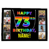 Grand Sac Cadeau 73e anniversaire : Rainbow Text, Custom Photos & N (Dos)