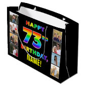 Grand Sac Cadeau 73e anniversaire : Rainbow Text, Custom Photos & N (Dos Angle)