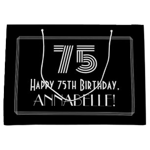 Grand Sac Cadeau 75e anniversaire — Art Déco Inspiré Look "75" & No