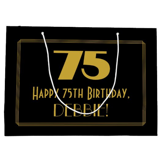 Grand Sac Cadeau 75e anniversaire — Art Déco Inspiré Look "75" & No (Dos)