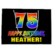 Grand Sac Cadeau 75e anniversaire : audacieux, amusant, simple, arc (Dos)