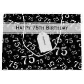 Grand Sac Cadeau 75e Joyeux anniversaire noir/blanc Motif numérique (Devant)