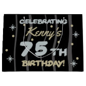 Grand Sac Cadeau 75th Birthday Party Ajouter votre nom (Devant)