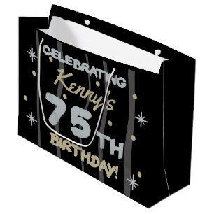Grand Sac Cadeau 75th Birthday Party Ajouter votre nom