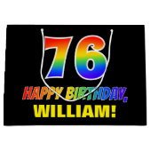 Grand Sac Cadeau 76e anniversaire : audacieux, amusant, simple, arc (Devant)