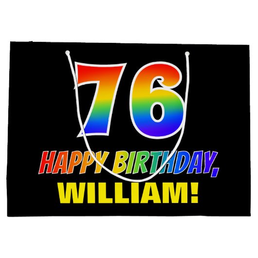 Grand Sac Cadeau 76e anniversaire : audacieux, amusant, simple, arc (Dos)