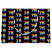 Grand Sac Cadeau 76e anniversaire : Fun Rainbow Event Numéro 76 Mot (Devant)